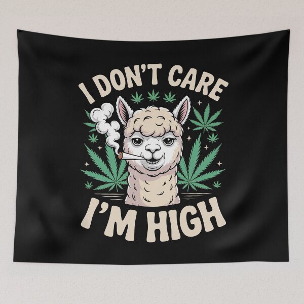 Item preview, I Don’t Care I’m High Alpaca Stoner Weed Humor designed and sold by Say It With Ink.