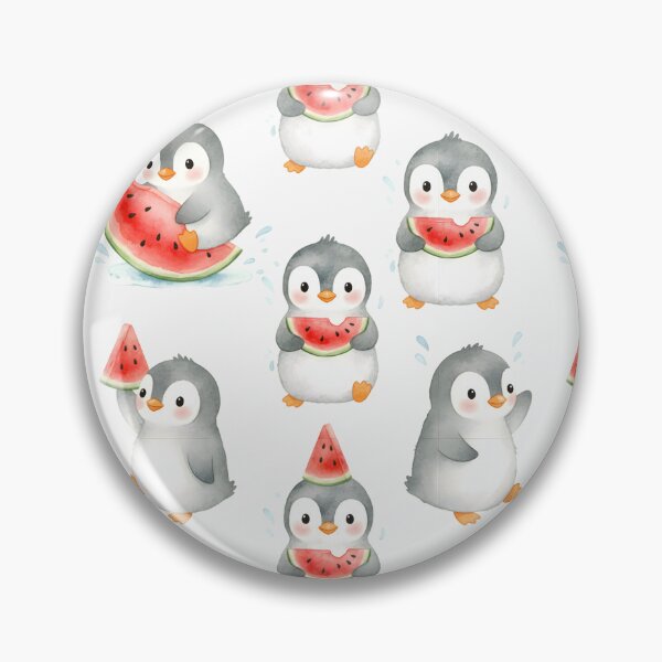 Item preview, Cute Penguin Watermelon Seamless Pattern designed and sold by naragon4289.