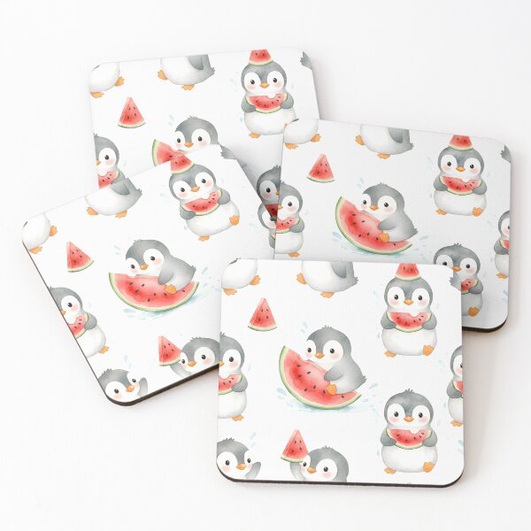 Item preview, Cute Penguin Watermelon Seamless Pattern designed and sold by naragon4289.