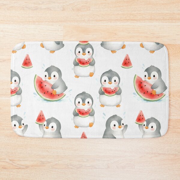 Item preview, Cute Penguin Watermelon Seamless Pattern designed and sold by naragon4289.