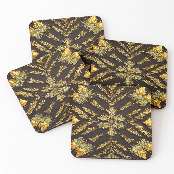Item preview, Midnight Gold Bloom – Embossed Floral Mandala designed and sold by Colorshow-relax.