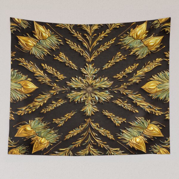 Item preview, Midnight Gold Bloom – Embossed Floral Mandala designed and sold by Colorshow-relax.