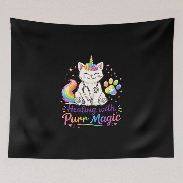 Item preview, Healing with Purr Magic Cute Cat Unicorn Vet Nurse Rainbow Kawaii Design designed and sold by EichStore.
