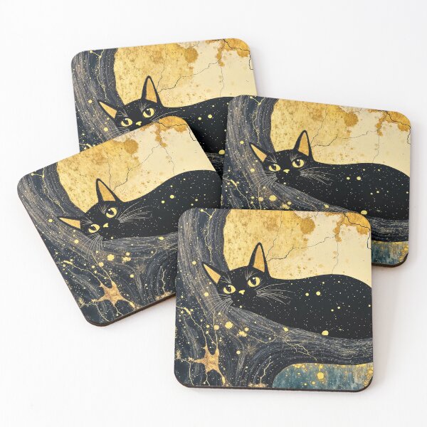 Item preview, Purr Of the Golden Night: Black Cat Inspired by Gustav Klimt  designed and sold by Tootley.