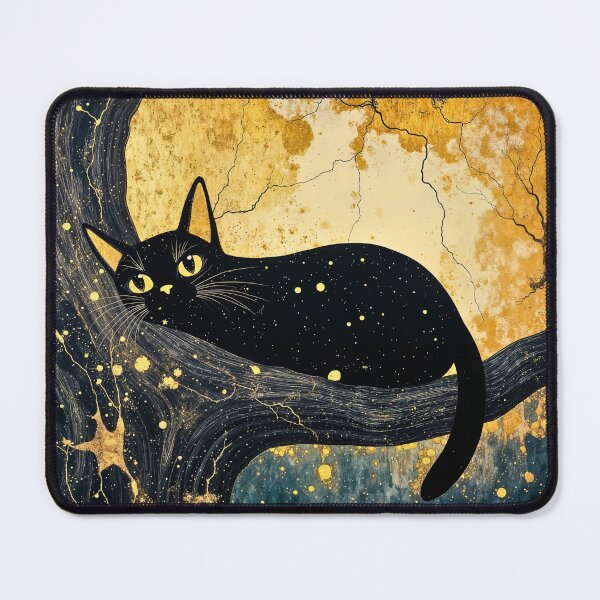 Item preview, Purr Of the Golden Night: Black Cat Inspired by Gustav Klimt designed and sold by Tootley.