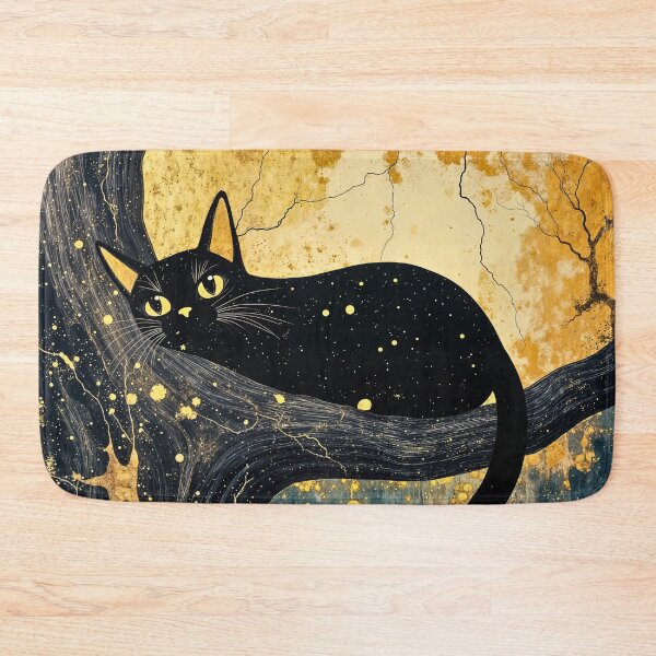 Item preview, Purr Of the Golden Night: Black Cat Inspired by Gustav Klimt  designed and sold by Tootley.