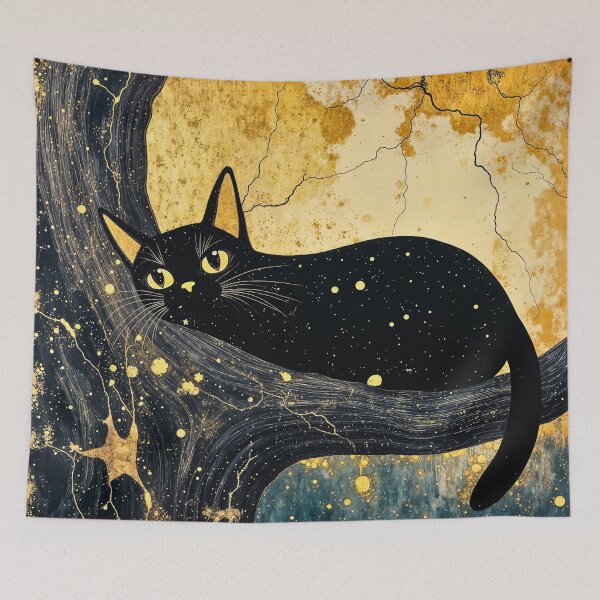 Item preview, Purr Of the Golden Night: Black Cat Inspired by Gustav Klimt  designed and sold by Tootley.