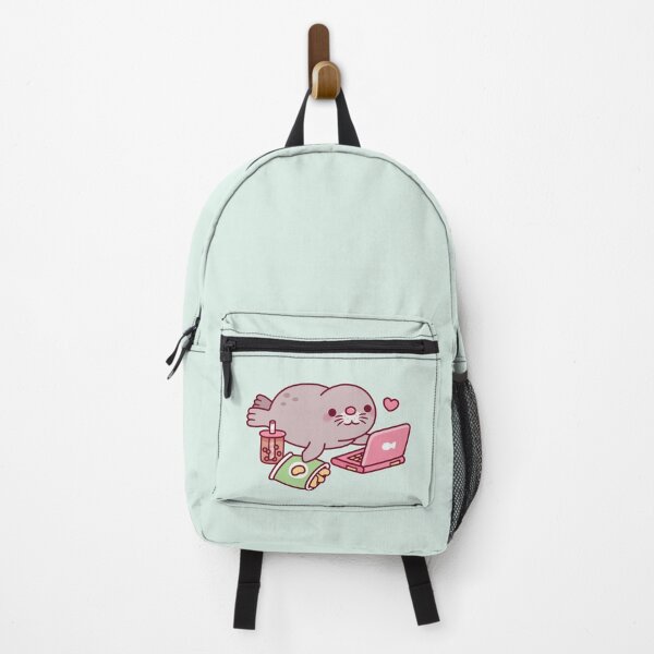 Item preview, Cute Chonky Seal Chilling With Laptop And Boba Tea designed and sold by rustydoodle.