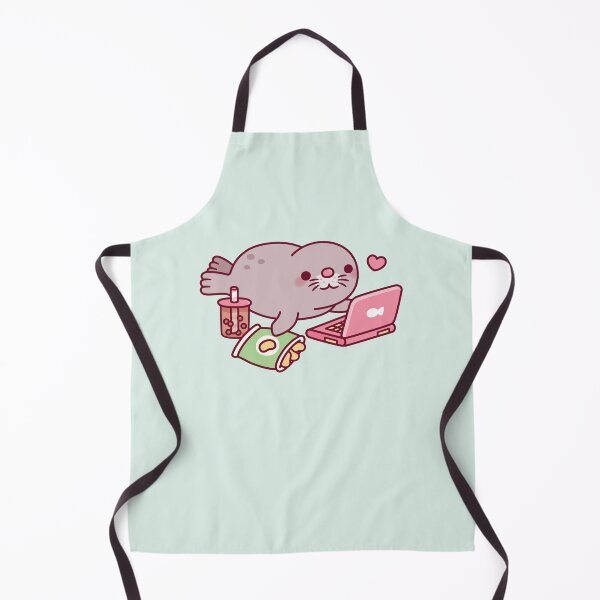 Item preview, Cute Chonky Seal Chilling With Laptop And Boba Tea designed and sold by rustydoodle.