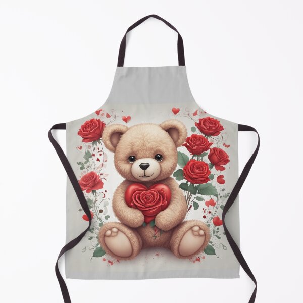 Item preview, Cute Teddy Bear Holding Heart with Roses, Kawaii Bear Valentine Gift, Adorable Plush Toy Aesthetic, Kids Nursery Decor, Love Bear Illustration designed and sold by ArtByTripti.
