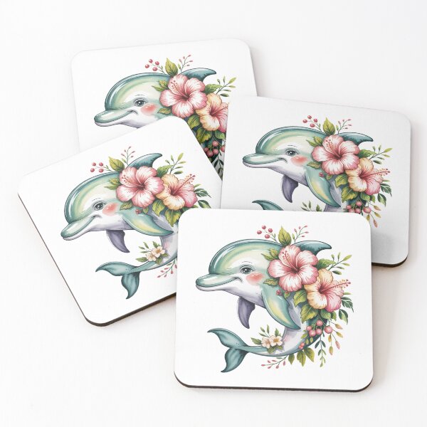 Item preview,  dolphin white hibiscus designed and sold by jkrphoto.