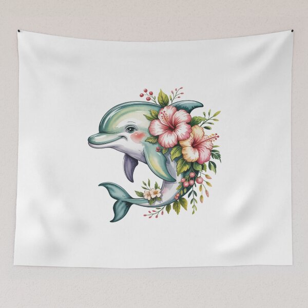 Item preview,  dolphin white hibiscus designed and sold by jkrphoto.