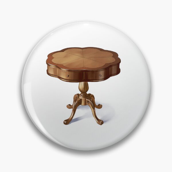 Item preview, Round wooden table with a detailed design sits on a single pedestal in a simple setting designed and sold by Ms. Iryna.