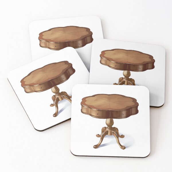 Item preview, Round wooden table with a detailed design sits on a single pedestal in a simple setting designed and sold by Ms. Iryna.