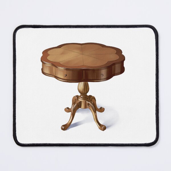 Item preview, Round wooden table with a detailed design sits on a single pedestal in a simple setting designed and sold by Ms. Iryna.