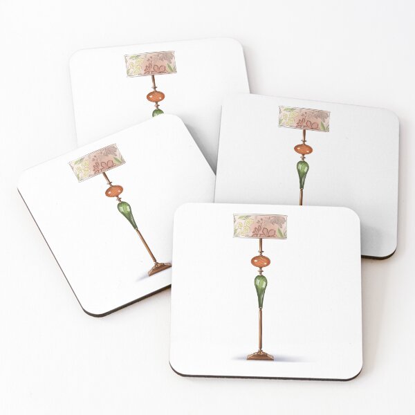 Item preview, Bright lamp design with floral shade and unique stand in a simple setting showing its details and colors designed and sold by Ms. Iryna.