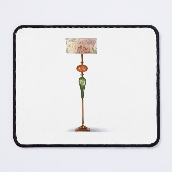 Item preview, Bright lamp design with floral shade and unique stand in a simple setting showing its details and colors designed and sold by Ms. Iryna.