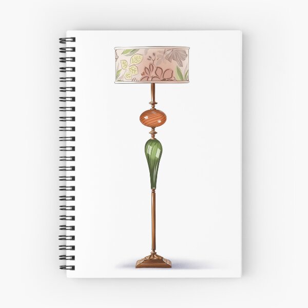 Item preview, Bright lamp design with floral shade and unique stand in a simple setting showing its details and colors designed and sold by Ms. Iryna.