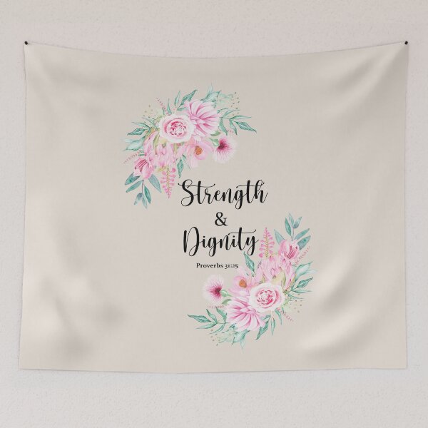 Item preview, Proverbs 31:25 – Strength and Dignity Floral Design | Christian Wall Art Gift for Women designed and sold by latiendadearyam.