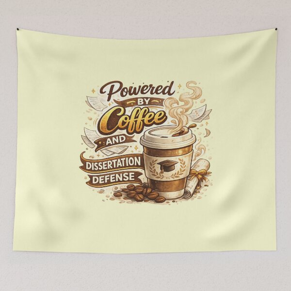 Item preview, Powered by Coffee and Dissertation Defense – PhD Life Graduation Gift designed and sold by Im-Ara.