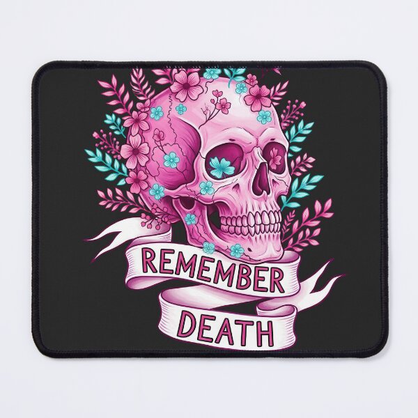 Item preview, Remember Death Pink Skull and Pink Flowers Leaves designed and sold by nuel-art.