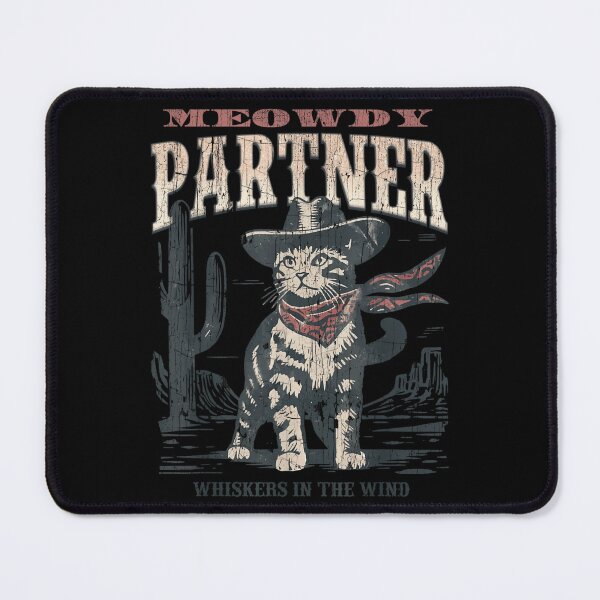 Item preview, Meowdy Partner Funny Cowboy Cat Whiskers In The Wind Desert Retro designed and sold by Pingleify.