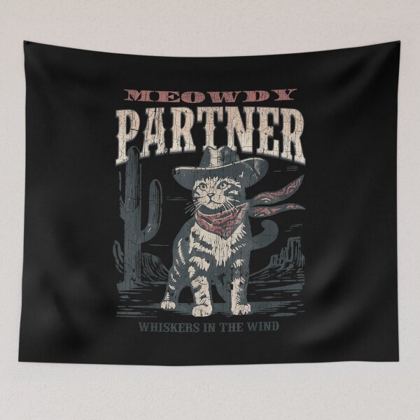 Item preview, Meowdy Partner Funny Cowboy Cat Whiskers In The Wind Desert Retro designed and sold by Pingleify.