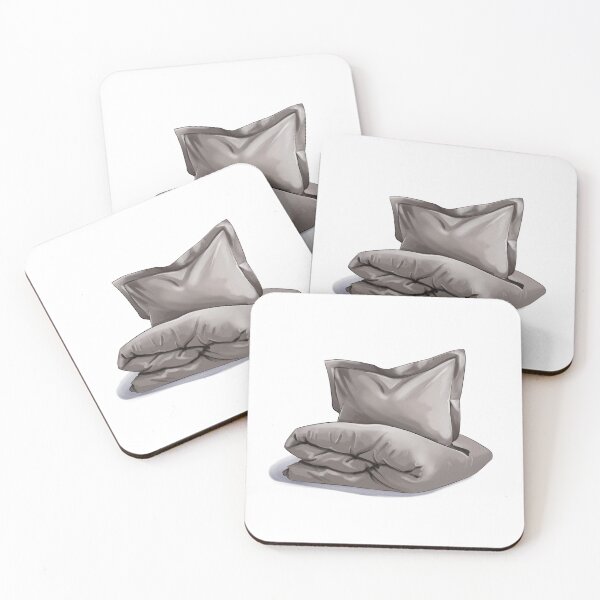 Item preview, Soft gray bedding with a folded blanket and a pillow on a plain surface  designed and sold by Ms. Iryna.