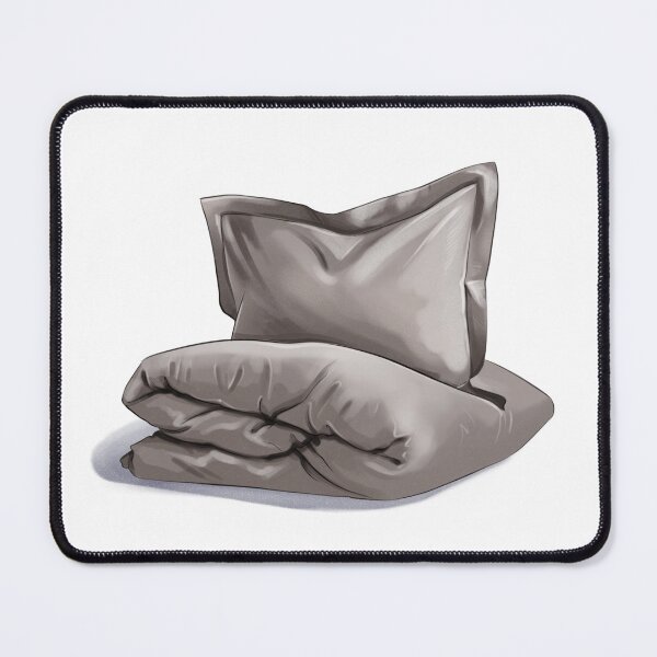Item preview, Soft gray bedding with a folded blanket and a pillow on a plain surface  designed and sold by Ms. Iryna.