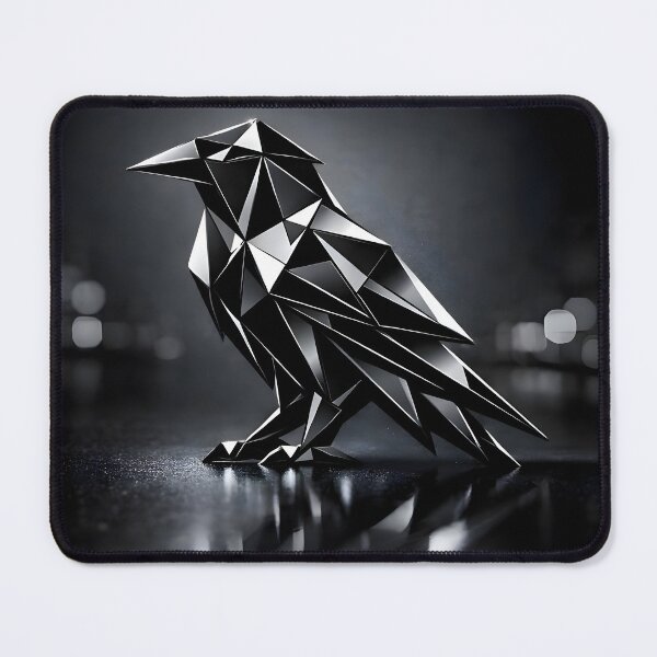 Item preview, The Abstract Raven: Geometric Obsidian Silhouette Art designed and sold by Studio77-Gothic.