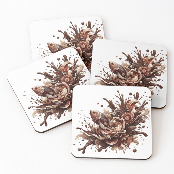 Item preview, Coffee Splash Koi Fish Abstract Aesthetic Design designed and sold by Radhamadhaba Pattachitra Vibes”.