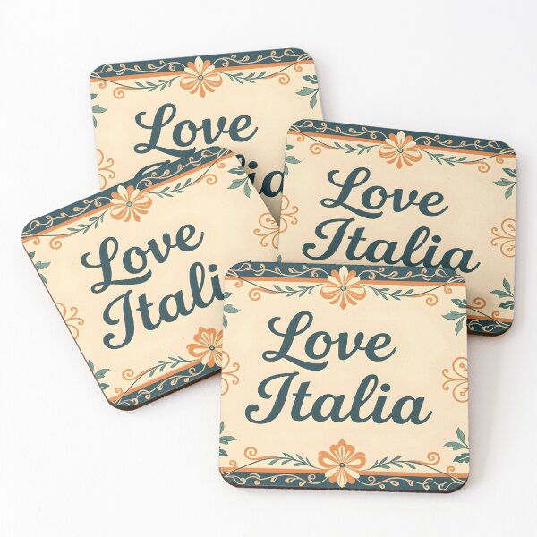 Item preview, Love Italia – Vintage Floral Frame in Turquoise and Warm Orange designed and sold by EmeraldeaArt.