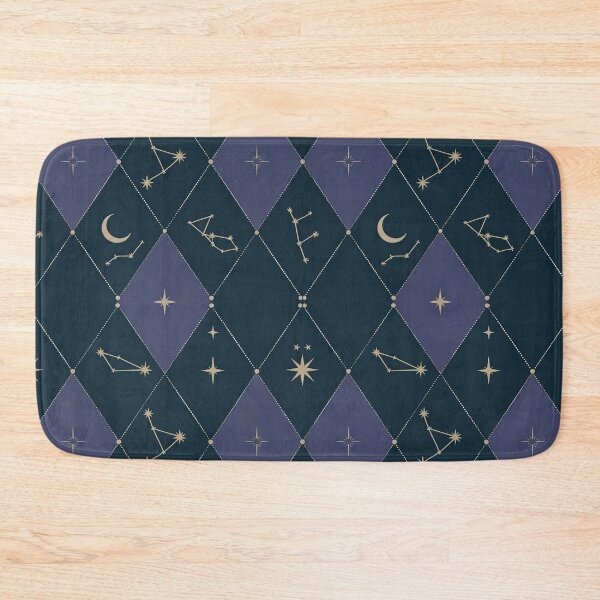 Item preview, Celestial Argyle Pattern – Navy Gold Zodiac Constellation Seamless Design designed and sold by Tamas Das.