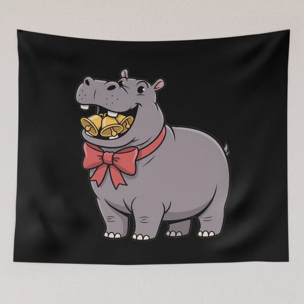 Item preview, Cute Festive Hippo with Christmas Bells designed and sold by k3rstman1.
