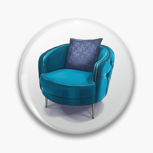 Item preview, Bright blue chair with a decorative pillow resting in a simple room setting during the day designed and sold by Ms. Iryna.