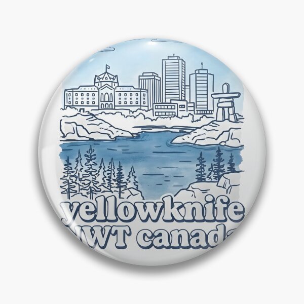 Artikelvorschau, Yellowknife, NWT, Kanada – Minimalistische blaue Skyline – Inukshuk-Stolz entworfen und verkauft von HowToCanadian.