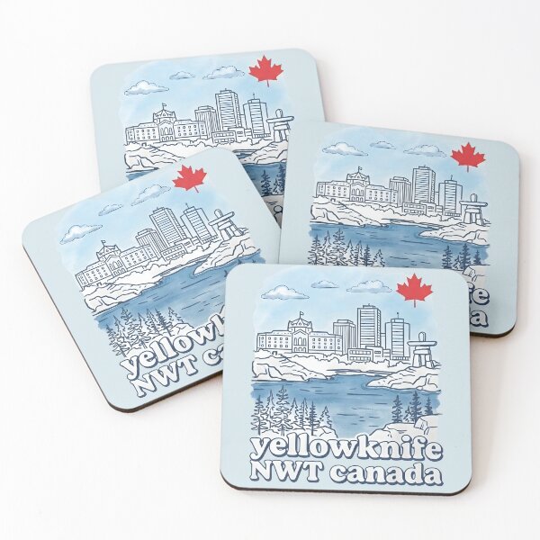 Item preview, Yellowknife NWT Canada Minimalist Blue Skyline Inukshuk Pride designed and sold by HowToCanadian.