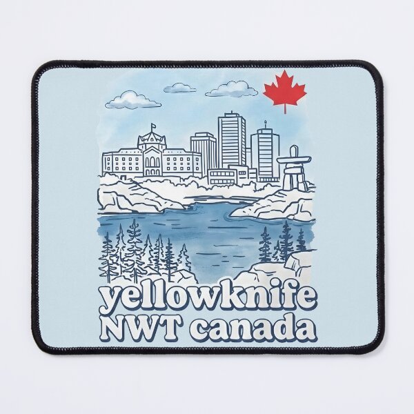 Item preview, Yellowknife NWT Canada Minimalist Blue Skyline Inukshuk Pride designed and sold by HowToCanadian.