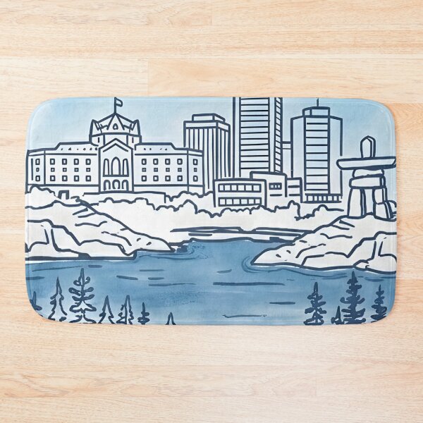 Item preview, Yellowknife NWT Canada Minimalist Blue Skyline Inukshuk Pride designed and sold by HowToCanadian.