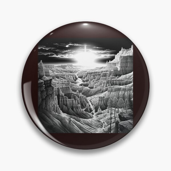 Item preview, Sunlit Canyon Black and White Desert Landscape Art designed and sold by inkoutninja.