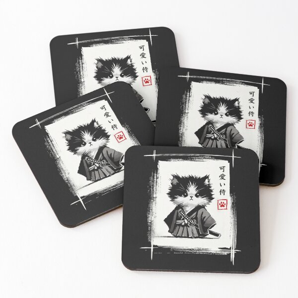 Item preview, Samurai Cat Cute Japanese Kawaii Ninja Kitty Sumi-e Style Graphic designed and sold by alber-garnell.