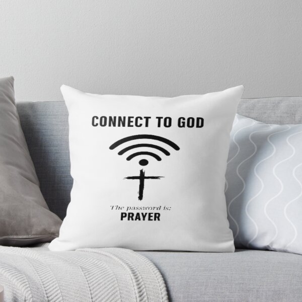 Item preview, “Connect to God – Password: Prayer” Inspirational Faith Design with Wi‑Fi Symbol & Cross designed and sold by Bright Nest Studio.