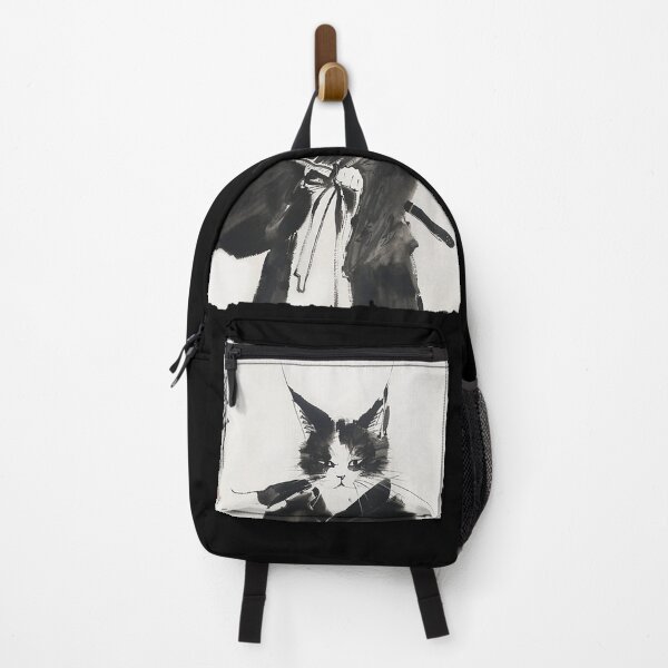 Item preview, Samurai Cat Sumi-e Japanese Ink Wash Warrior Kitty Minimalist Art designed and sold by alber-garnell.