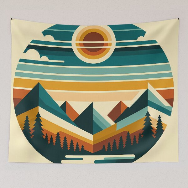 Item preview, Geometric Mountain Sunset Horizon designed and sold by InkSmithery.