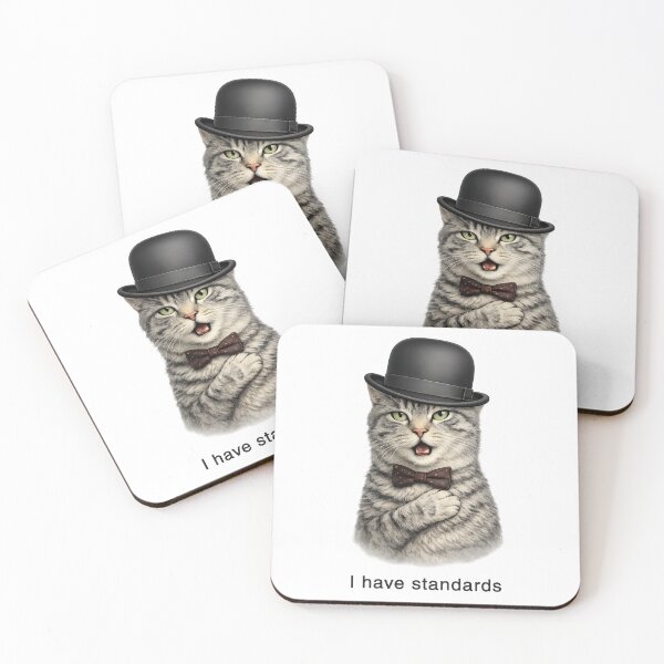 Item preview, I Have Standards – Pompous Grey Cat Kids T-Shirt Design designed and sold by FunscapeHQ.