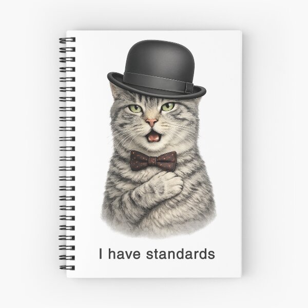 Item preview, I Have Standards – Pompous Grey Cat Kids T-Shirt Design designed and sold by FunscapeHQ.