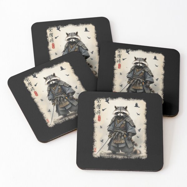 Item preview, Samurai Raccoon Japanese Warrior Vintage Anime Art Cute Tanuki Graphic designed and sold by alber-garnell.