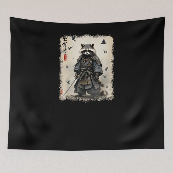 Item preview, Samurai Raccoon Japanese Warrior Vintage Anime Art Cute Tanuki Graphic designed and sold by alber-garnell.