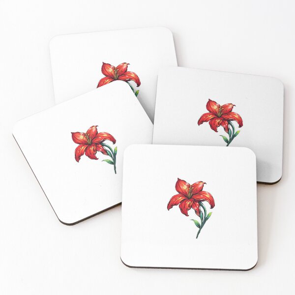 Item preview, Red Lily Flower Illustration designed and sold by sallysartallery.
