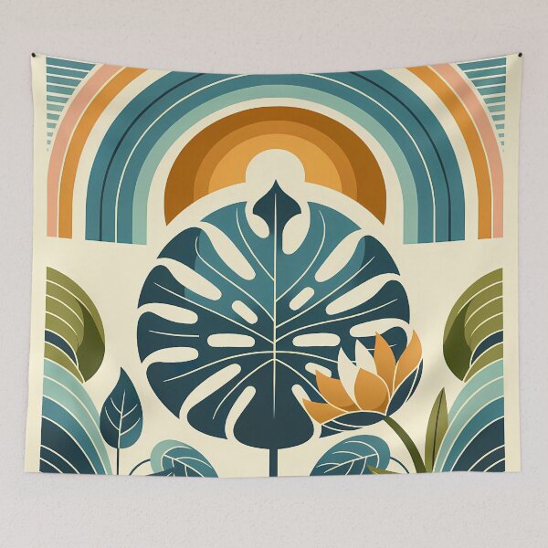 Item preview, Monstera Leaf with Rainbow Arches Botanical Design designed and sold by InkSmithery.